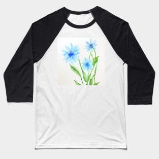 Blue Watercolor Flower Baseball T-Shirt